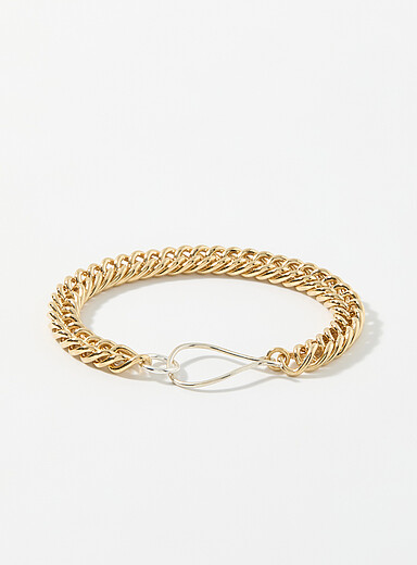 Interlaced flat-link chain bracelet