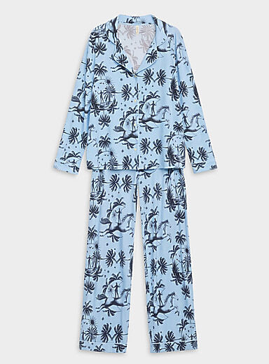 Desmond & Dempsey: L'ensemble pyjama jersey Wild Poet Bleu p&acirc;le - Bleu ciel pour 