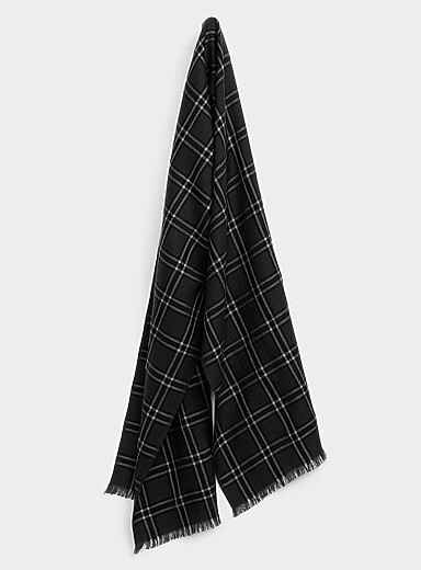 Grey-hued windowpane check scarf