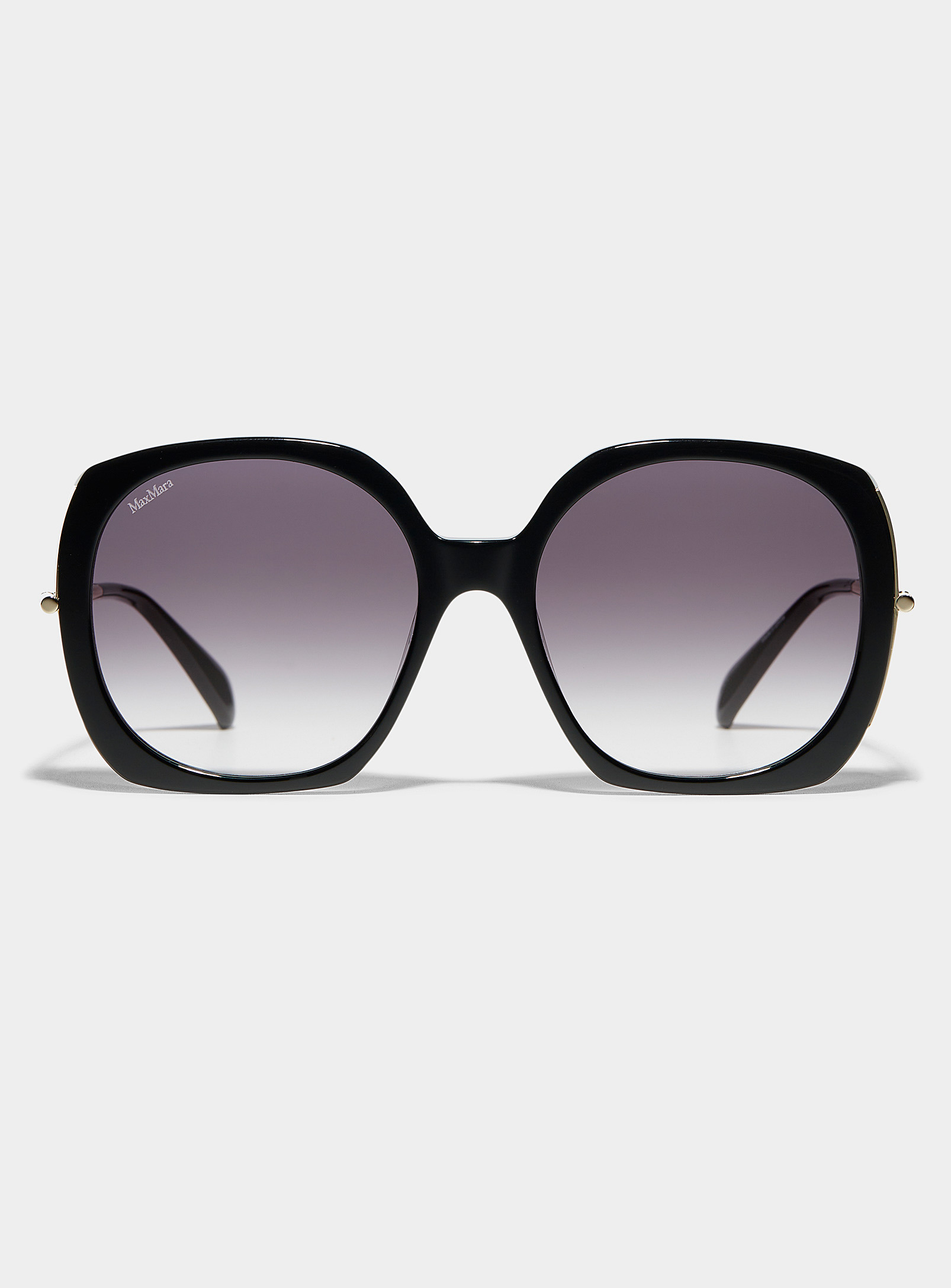 Max Mara Malibu Golden Accent Round Sunglasses In Gray