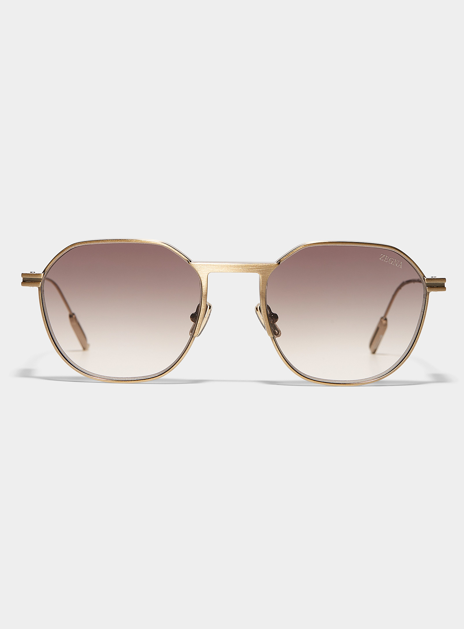 Zegna - Les lunettes de soleil carrées bronze