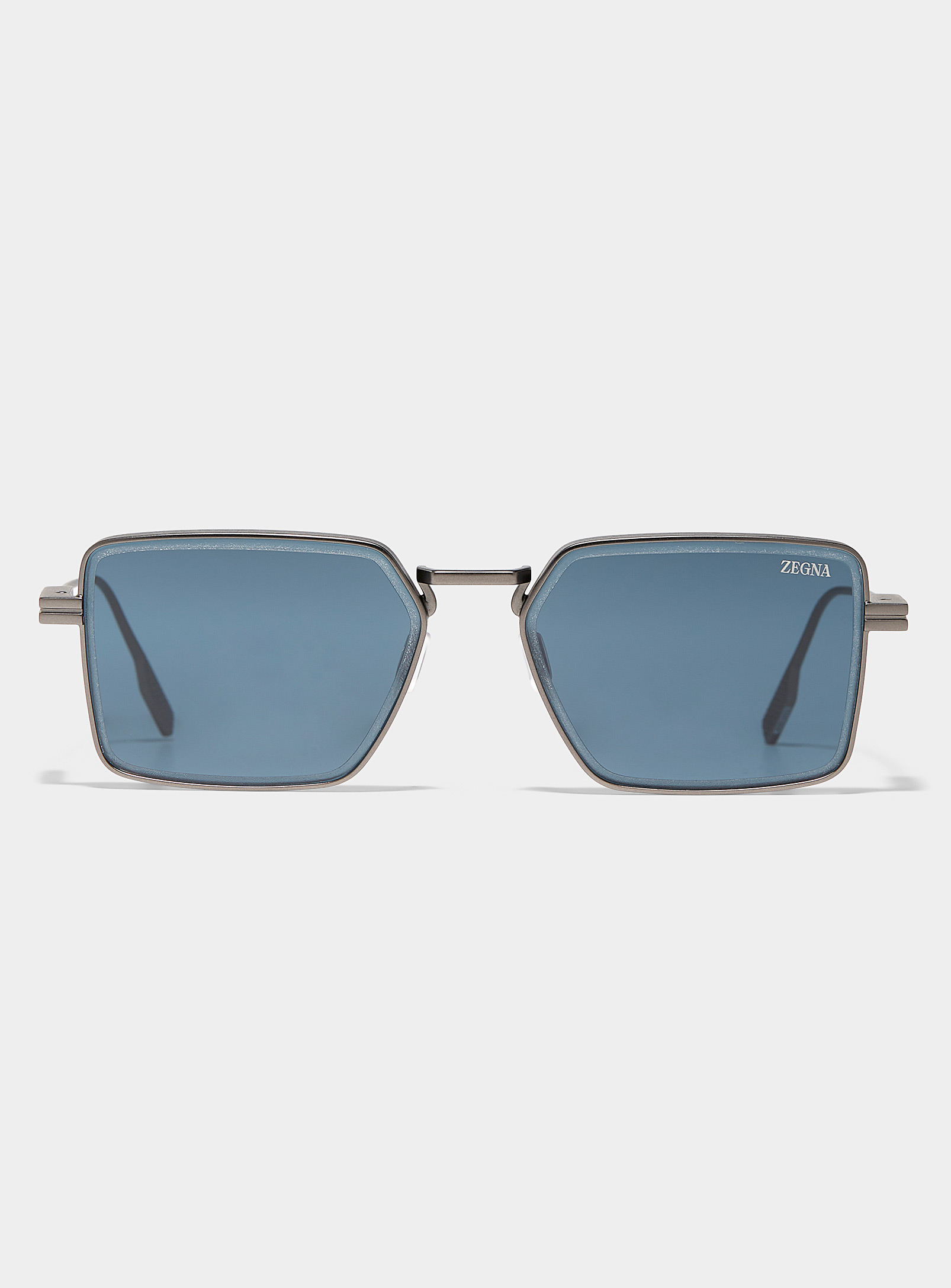 Zegna - Gunmetal rectangular sunglasses