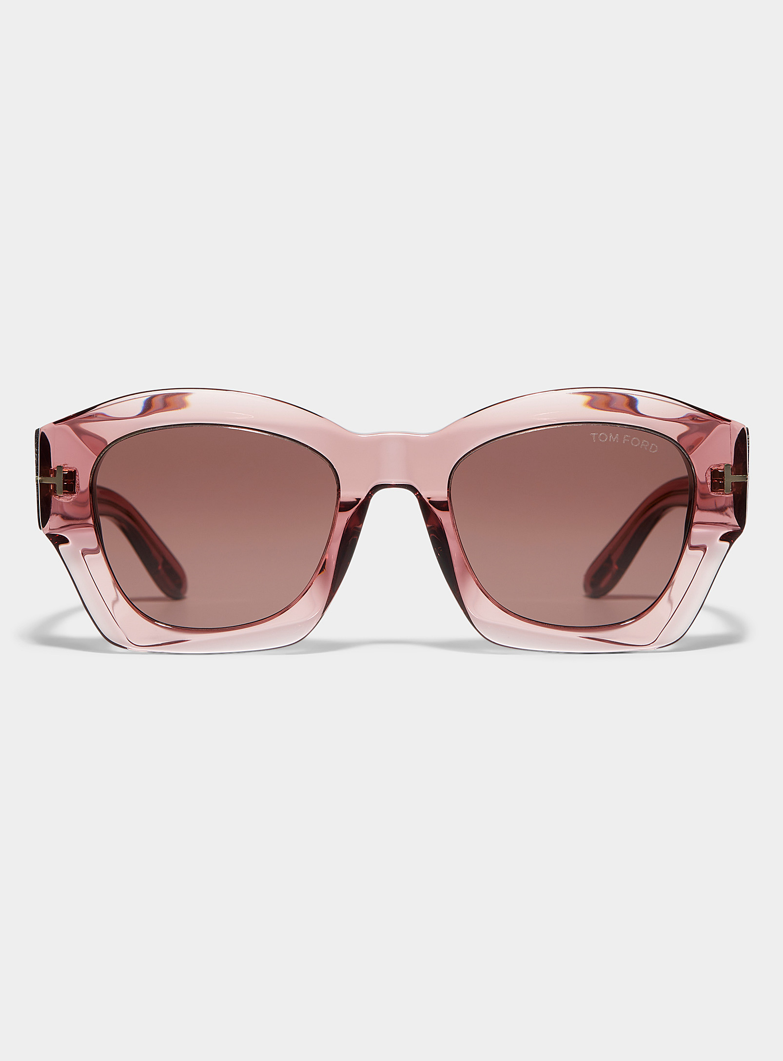 Shop Tom Ford Guilliana Angular Sunglasses In Raspberry/cherry Red