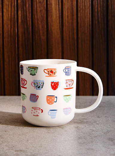 Simons Maison Patterned White Tea time mug