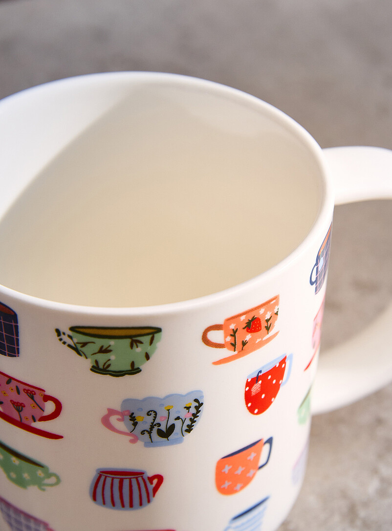 Simons Maison: La tasse heure du th&eacute; Blanc &agrave; motifs