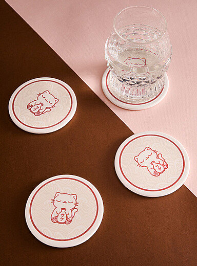 Kawaii cats coasters Set of 4