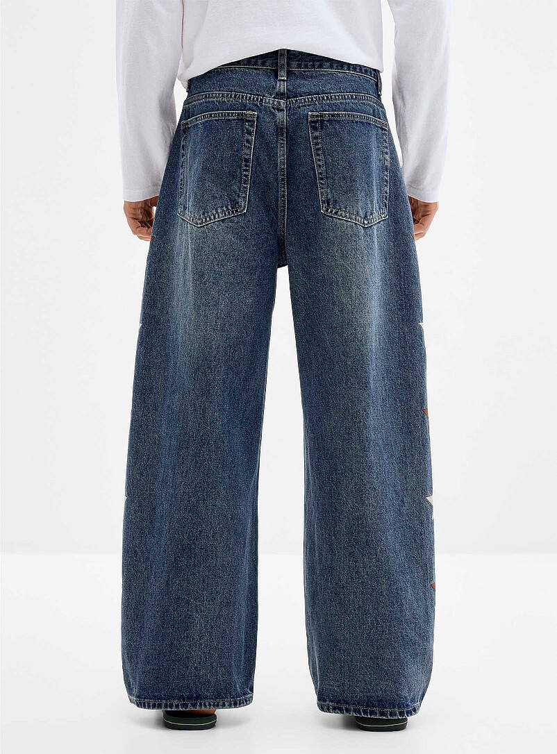 Embroidered star baggy jean Barrel fit Imported from Seoul product image 3