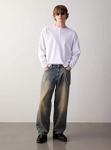 Le jean extra-ample bleu us&eacute; Coupe ballon <b>Importation de S&eacute;oul</b>