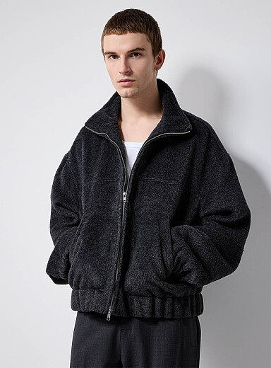Le 31: Le blouson feutre poilu <b>Importation de S&eacute;oul</b> Charbon pour homme