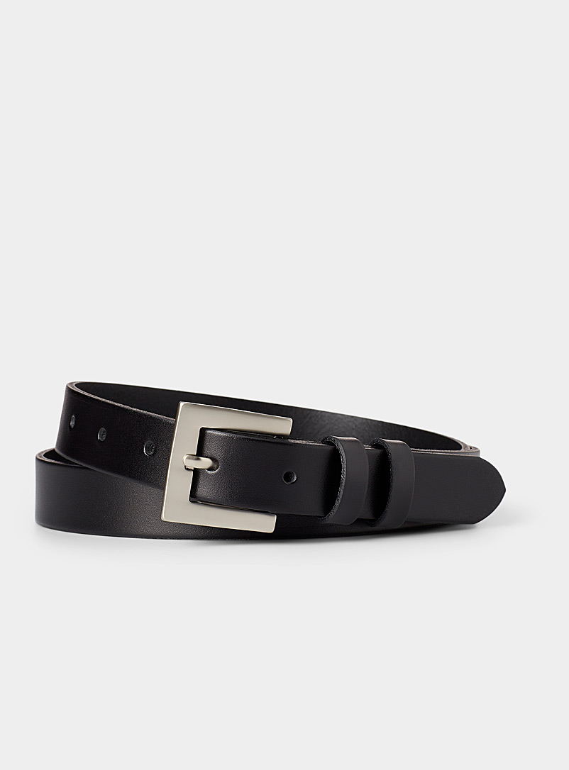 Le 31 Black Thin smooth leather belt for men