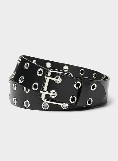 La ceinture en cuir &oelig;illets m&eacute;talliques <b>Importation de S&eacute;oul</b>