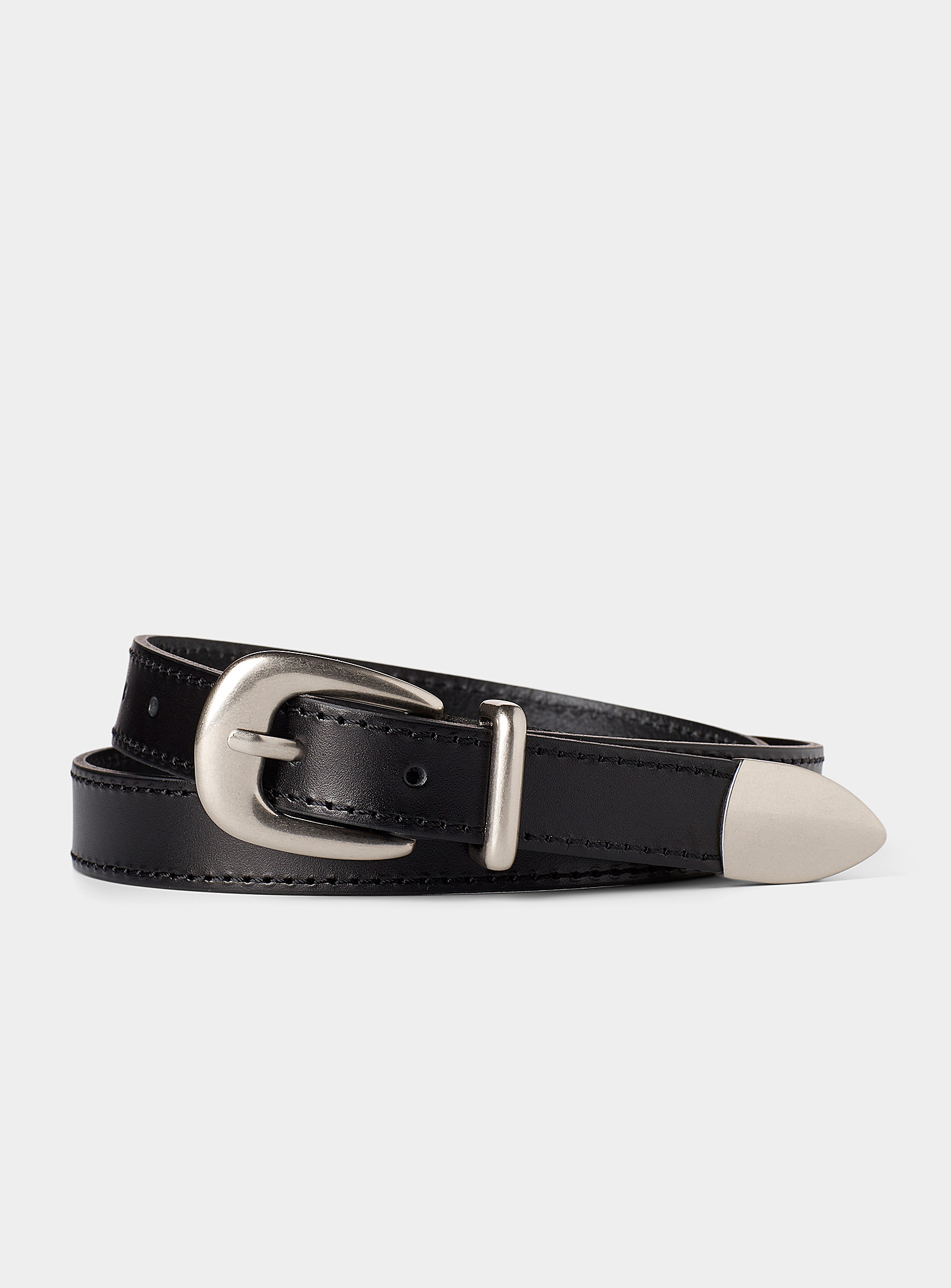 Le 31 Thin Western Leather Belt In Black