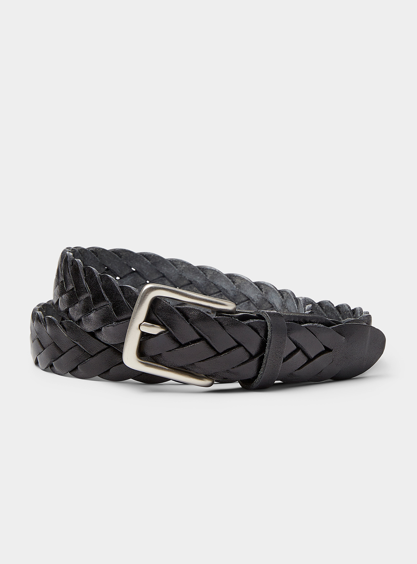 Le 31 Square-buckle Braided Leather Belt In Black