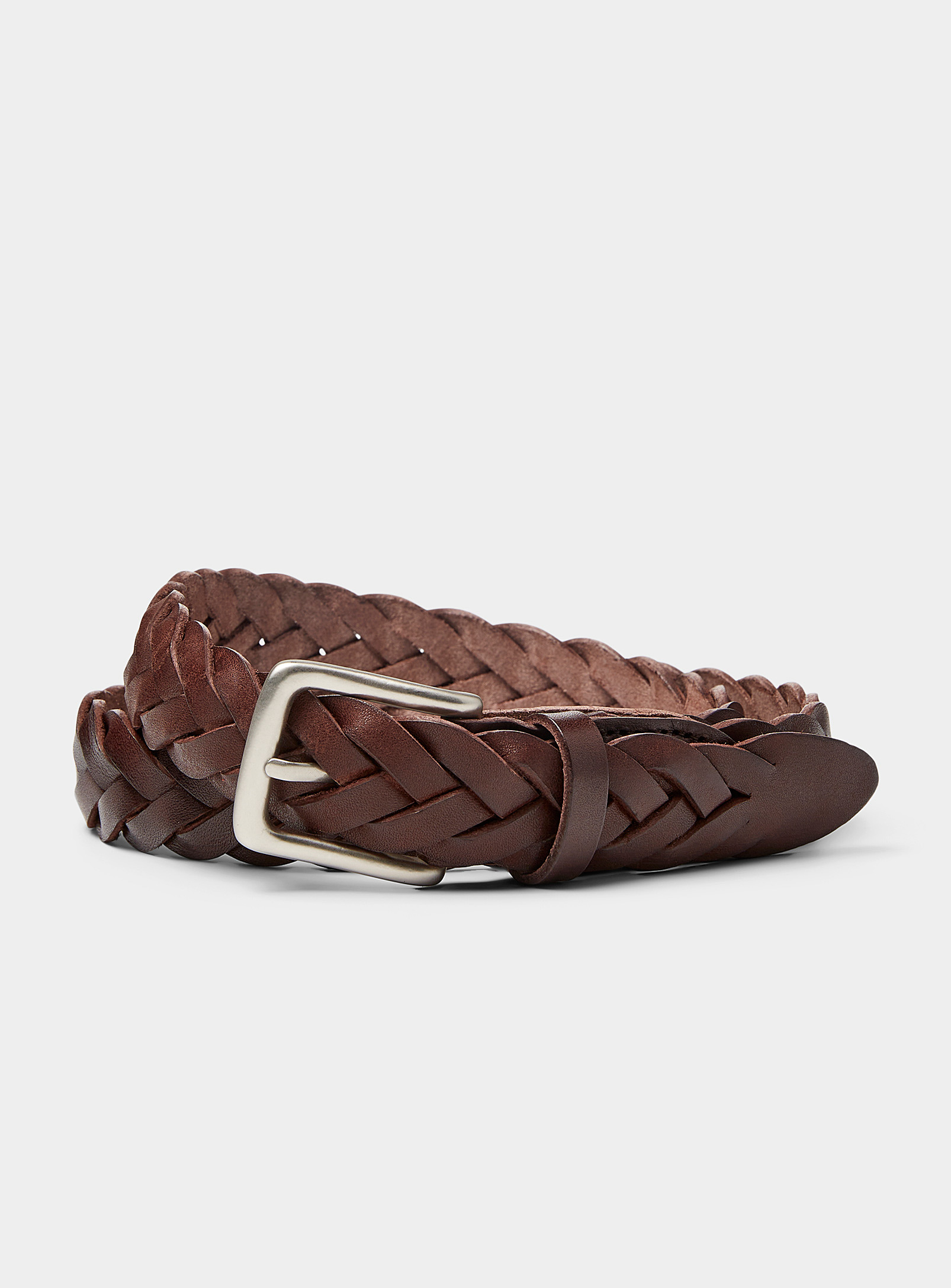 Le 31 Square-buckle Braided Leather Belt In Brown
