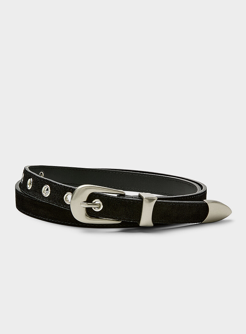 Metallic eyelet suede skinny belt Imported from Seoul product image (primary)