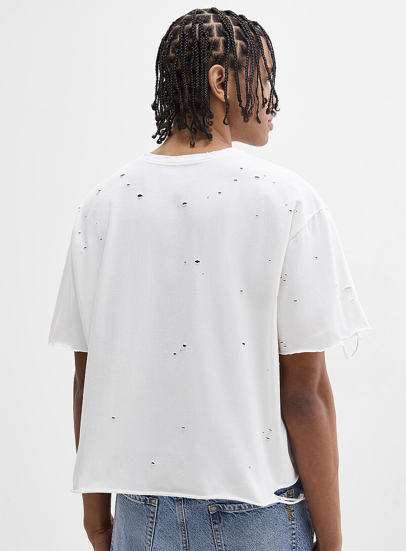 Djab White Distressed cropped T-shirt <b>Imported from Seoul</b> for men
