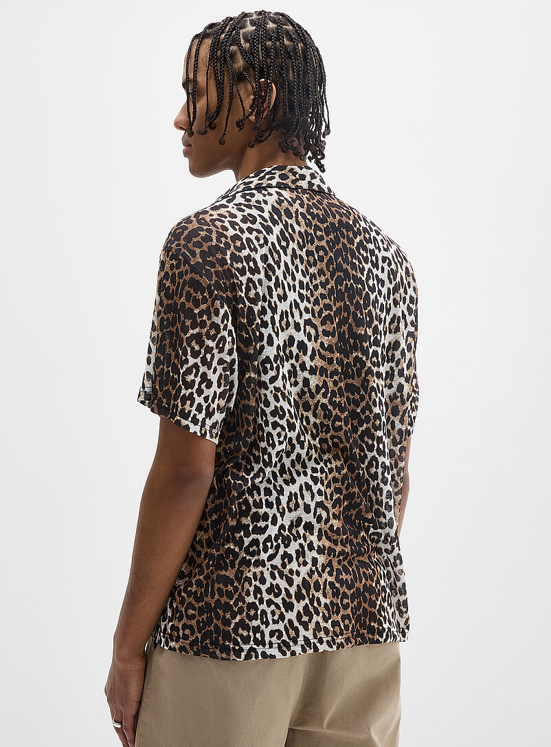 Djab Leopard Sheer leopard camp shirt <b>Imported from Seoul</b> for men