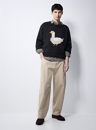 Le pantalon twill color&eacute; Coupe ample <b>Importation de S&eacute;oul</b>