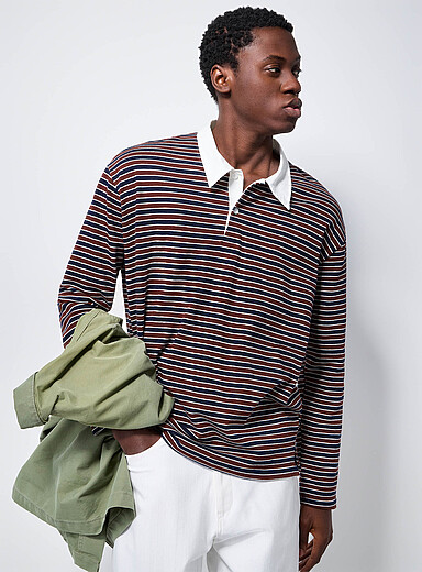 Simons Side Roughby Le polo rugby rayé tricolore Importation de Séoul | Le 31 | | Simons