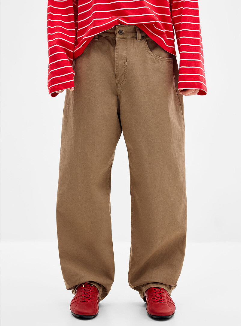 Djab: Le pantalon 5 poches twill lourd Coupe relaxe <b>Importation de S&eacute;oul</b> Taupe pour homme