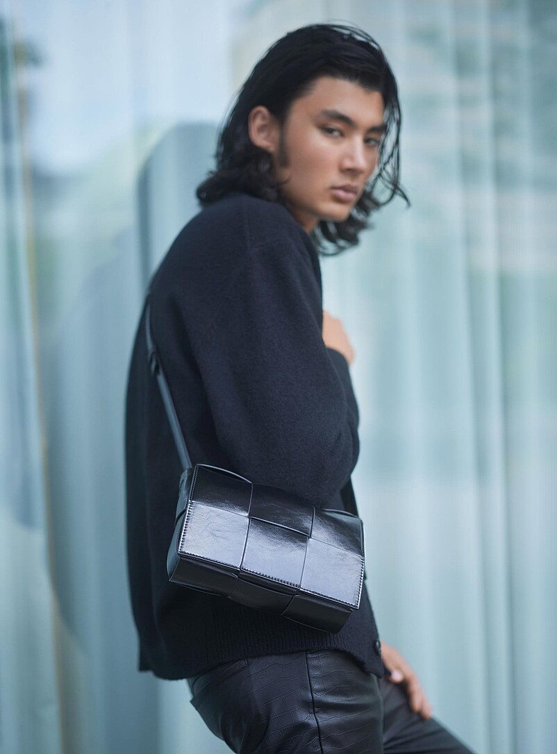 Rectangular Woven Leather Crossbody Bag