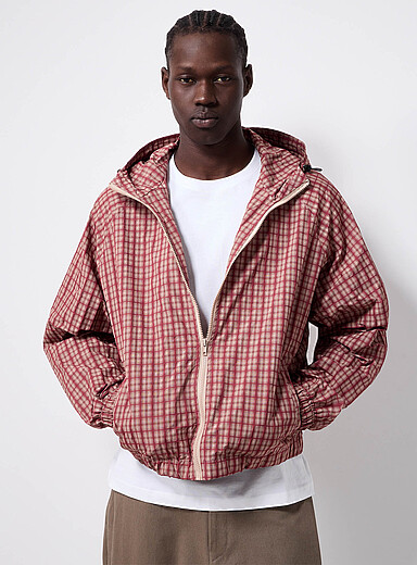 Le 31 Red Check windbreaker jacket <b>Imported from Seoul</b> for men