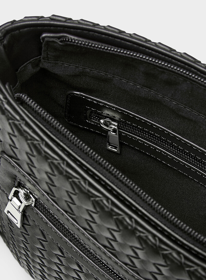 Le 31: Le sac bandouli&egrave;re effet cuir natt&eacute; Brun pour homme
