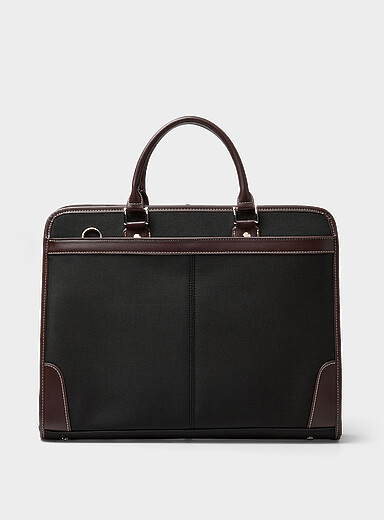 Faux-leather trim briefcase