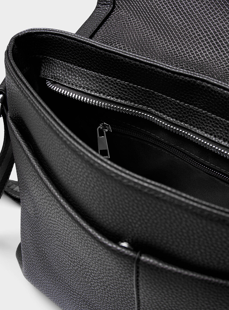 Le 31: Le sac messager pochettes asym&eacute;triques Noir pour homme