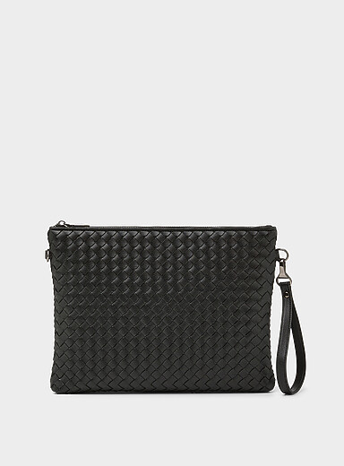 La pochette cuir v&eacute;ritable tress&eacute;
