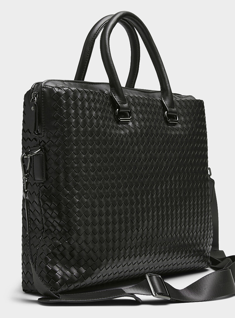Woven faux-leather briefcase product image 2