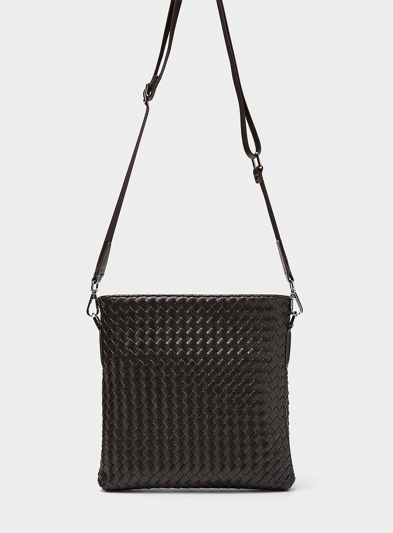 Braided faux-leather shoulder bag product image (primary)