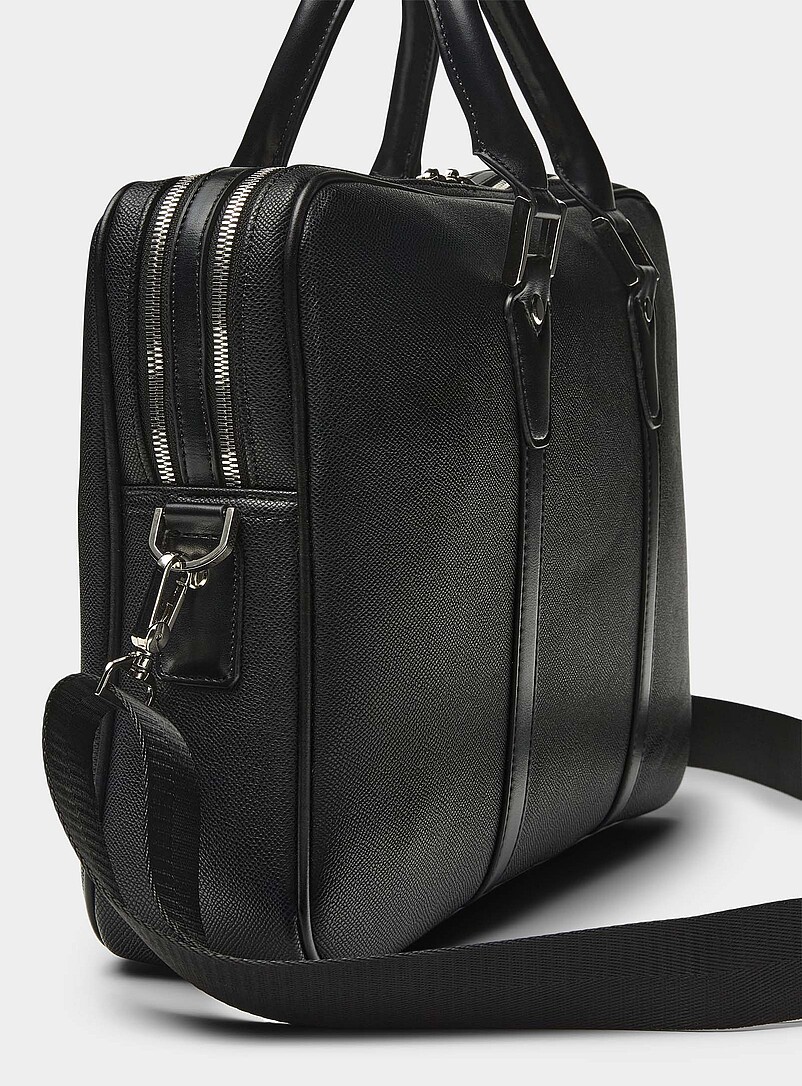 Textured faux-leather briefcase product image 2