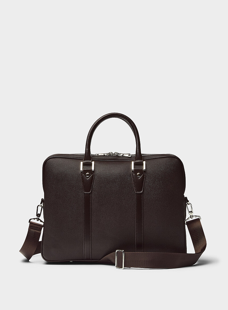 Textured Faux-Leather Briefcase