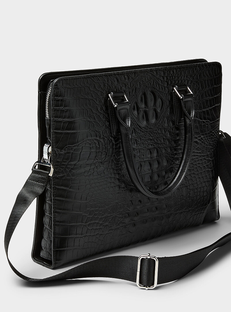 Faux croc leather briefcase product image 2