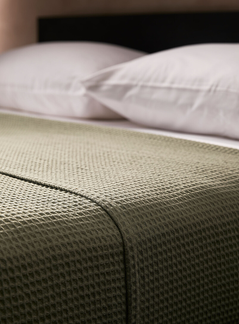 Simons Maison: La couverture tricot gaufr&eacute; Vert