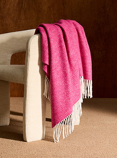 Simons Maison: Le jet&eacute; chevrons m&eacute;lange de laine 130 x 170 cm Kaki - Sauge - Olive