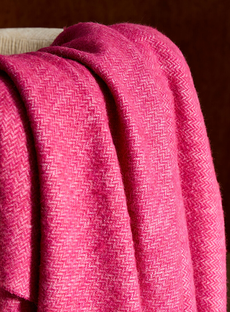 Simons Maison: Le jet&eacute; chevrons m&eacute;lange de laine 130 x 170 cm Kaki - Sauge - Olive