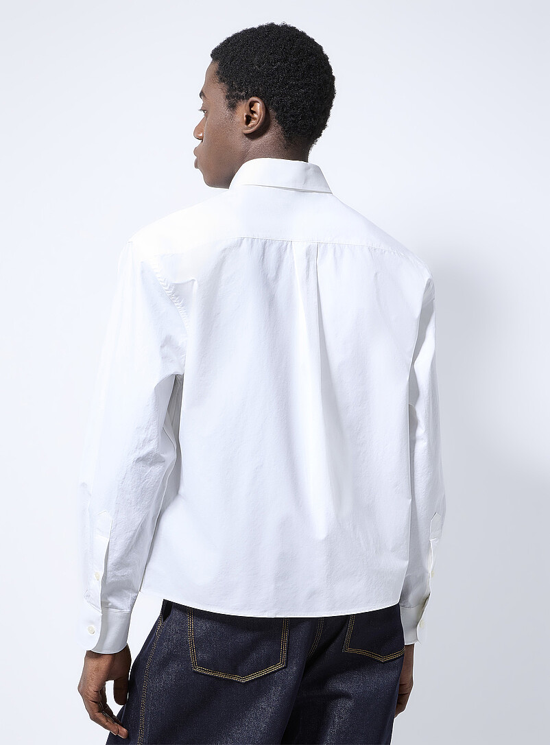 Le 31: La chemise carr&eacute;e popeline craquante <b>Importation de S&eacute;oul</b> Blanc pour homme