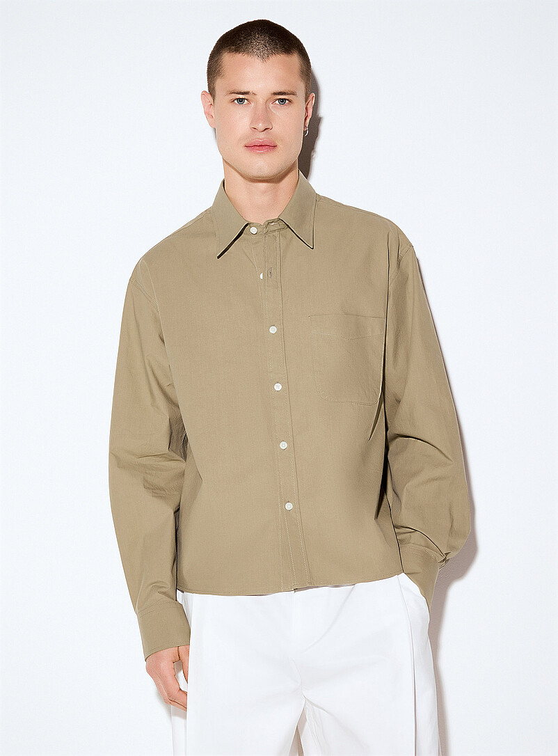 Le 31: La chemise carr&eacute;e popeline craquante <b>Importation de S&eacute;oul</b> Blanc pour homme