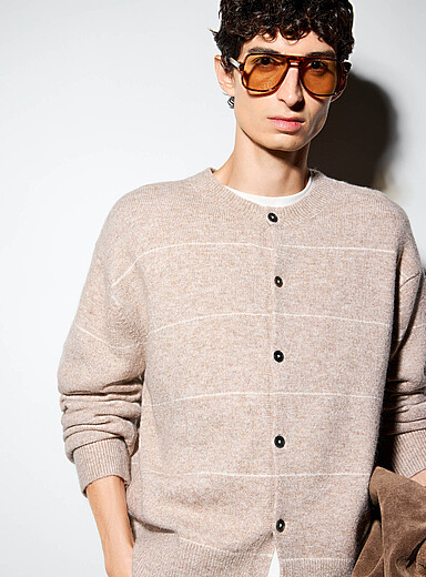 Le cardigan beige pur coton <b>Importation de S&eacute;oul</b>