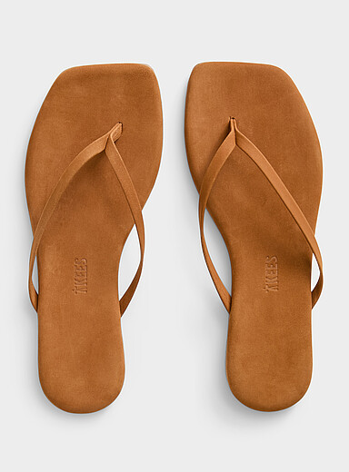Tkees Honey/Camel Square toe Lily suede flip-flops Women for women