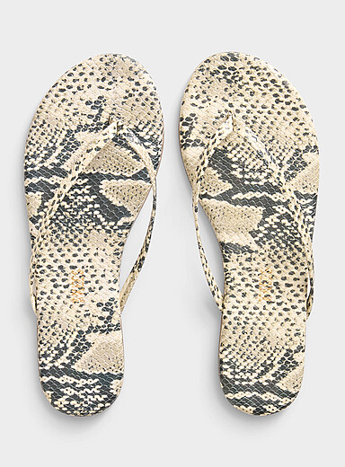 Tkees Assorted grey Round toe Lily faux-snakeskin flip-flops Women for women