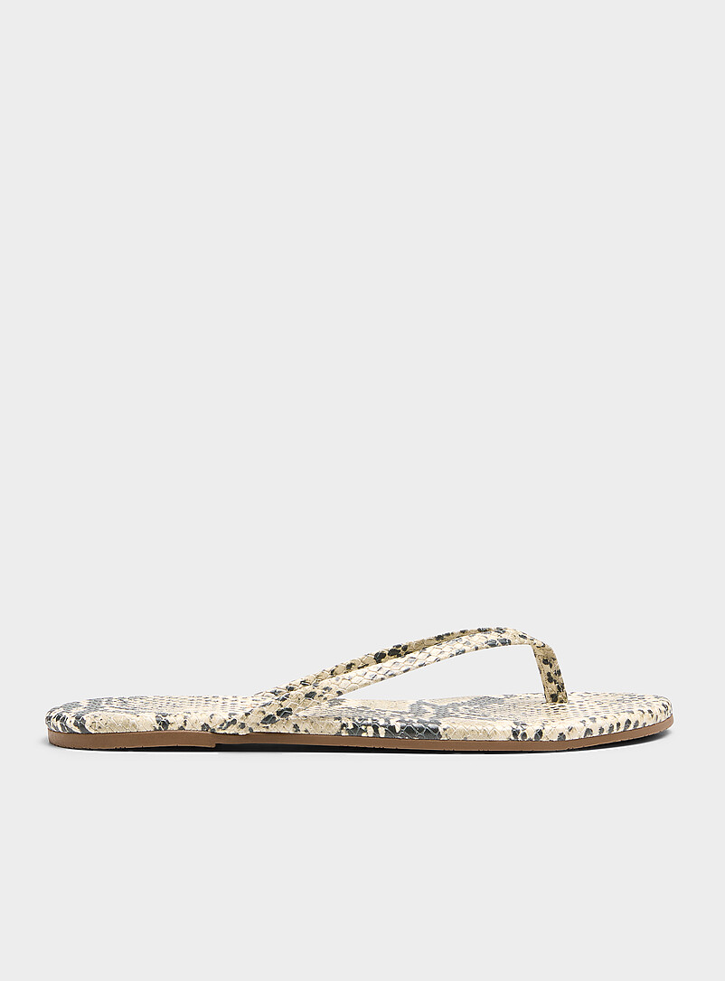 Tkees: La sandale de plage effet serpent Lily bout rond Femme Gris assorti pour femme