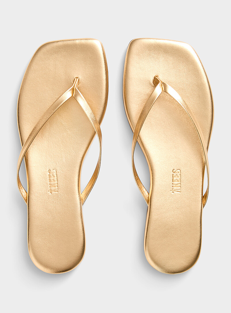 Square toe Lily metallic leather flip-flops Women product image (primary)