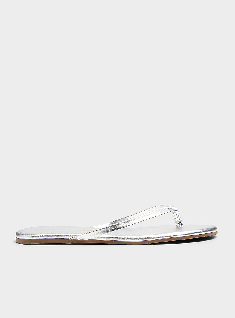 Round toe Lily metallic leather flip-flops Women product image 2