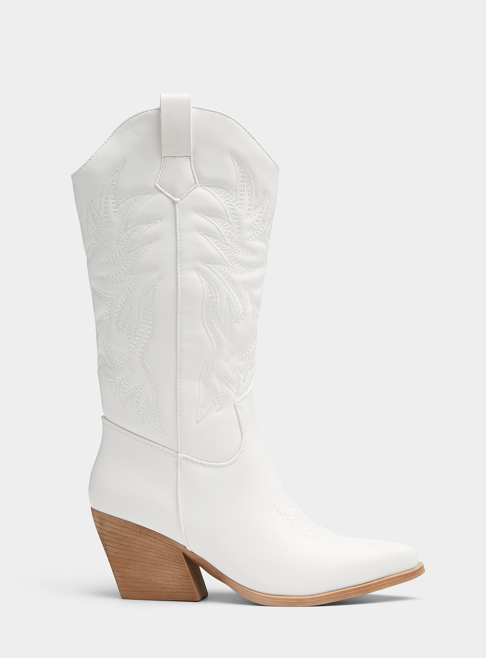 Simons - Women's White topstitched cowboy boots