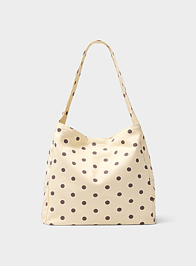 Le sac hobo toile pois contraste