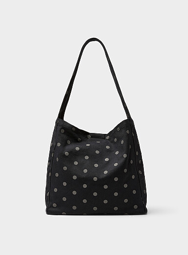Contrast-dot fabric hobo bag