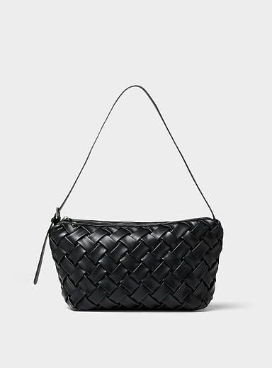 Basketweave faux-leather crossbody bag